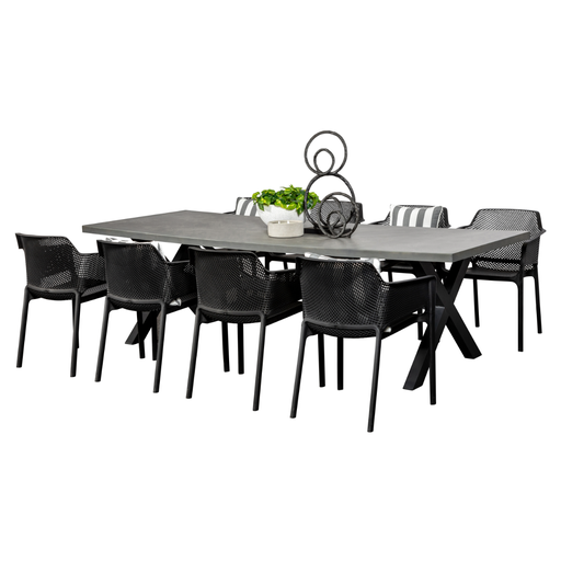 Noosa 2.6m Table & 8 Paris Chairs