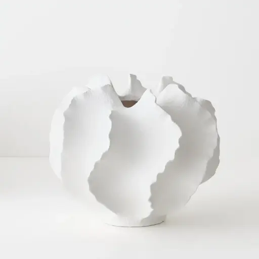 [FI11731WH] Vase Salento - 23cmh White 23cmmh x 28cmd