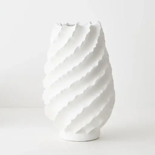 [FI11733WH] Vase Salento - 37cmh White 37cmh x 23cmd