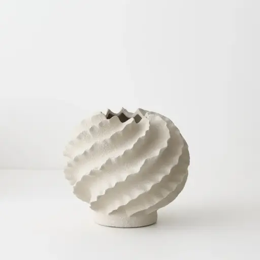 [FI11737LS] Vase Leucento - 21cmh Limestone 21cmh x 24cmd