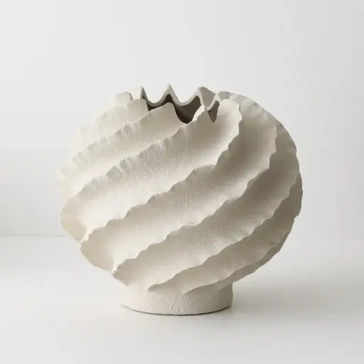 [FI11739LS] Vase Leucento - 30cmh Limestone 30cmh x 35cmd