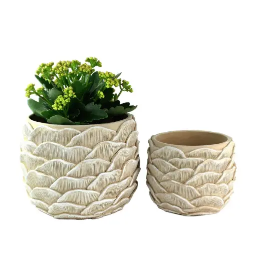 [PT339-L] White Chanterelle Planters - LGE
