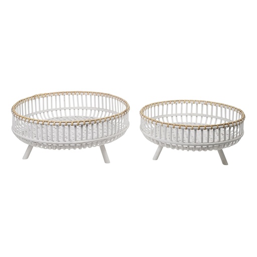 [BOGLW2-L] Glade Bamboo Wht/Nat Rnd Dish LGE