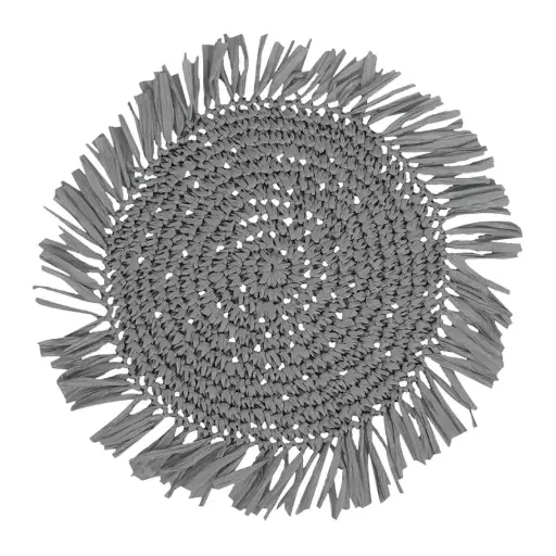 [21S139] Fringe Grey Placemat Round