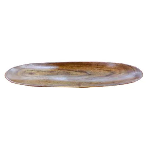 [ZR019W] Wood Oval Tray White
